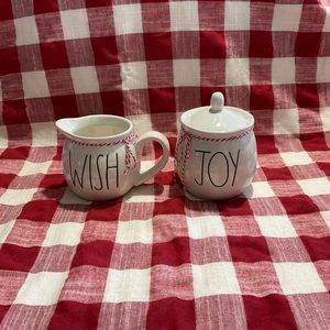 Rae Dunn JOY & WISH Sugar/Creamer Set